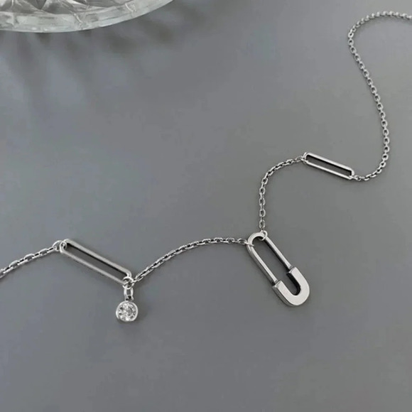 925 Sterling Silver Minimalist Paperclip Chain Link Necklace - Picture 6 of 10